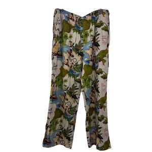 Rachel Zoe Cream Tropical Print Wide Leg Pants
